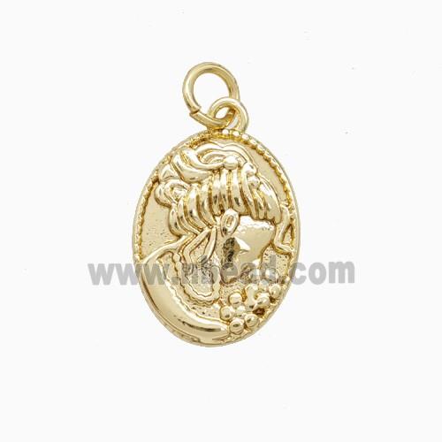 Copper Pendant Pave Zircon, Gold Plated