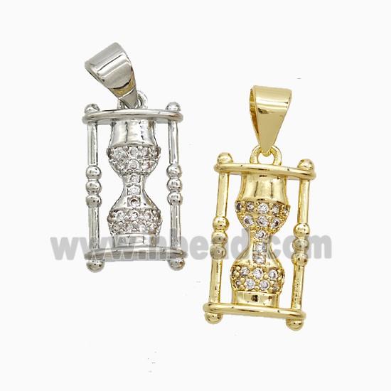 Copper Hourglass Pendant Pave Zirconia Mixed