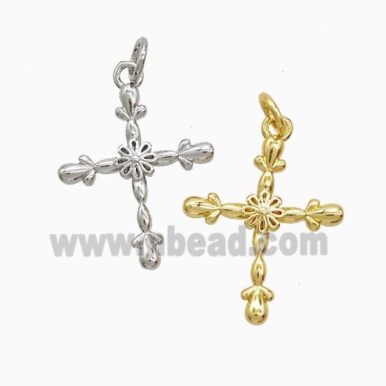 Copper Cross Pendant Flower Mixed