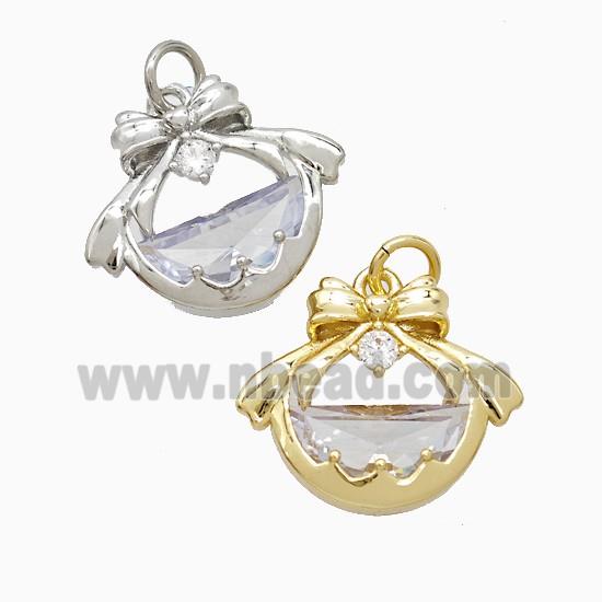 Copper Bowknot Pendant Pave Crystal Glass Mixed