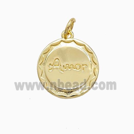 Copper Pendant Pave Zircon, Gold Plated