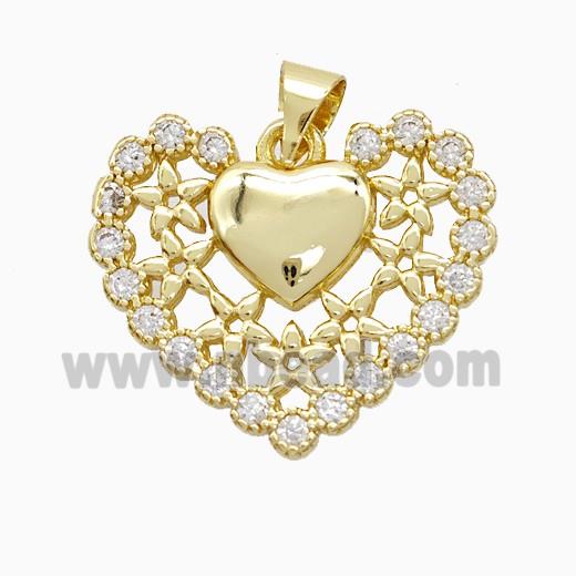Copper Pendant Pave Zircon, Gold Plated