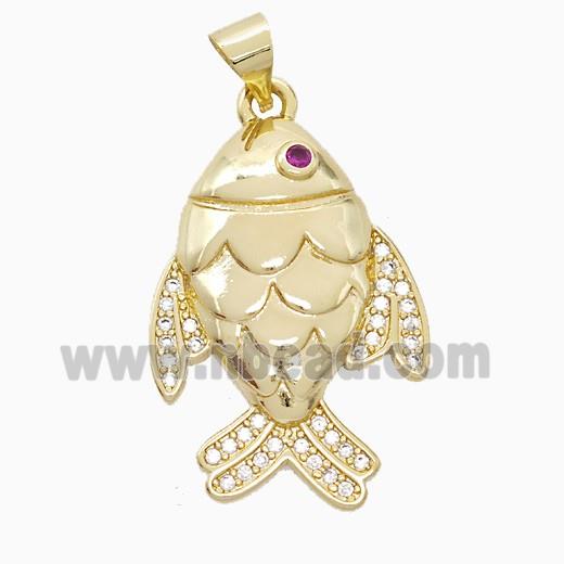 Copper Pendant Pave Zircon, Gold Plated