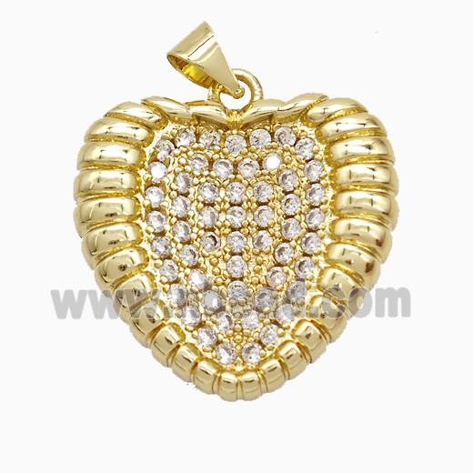 Copper Pendant Pave Zircon, Gold Plated