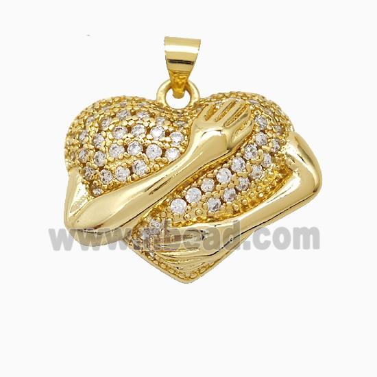 Copper Pendant Pave Zircon, Gold Plated