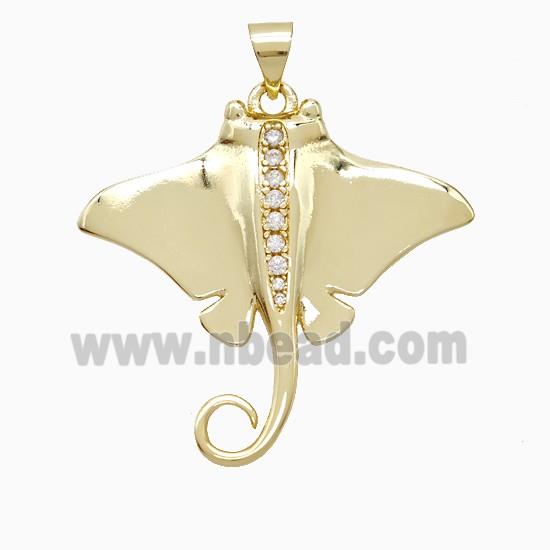 Copper Pendant Pave Zircon, Gold Plated