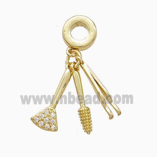 Copper Pendant Pave Zircon, Gold Plated