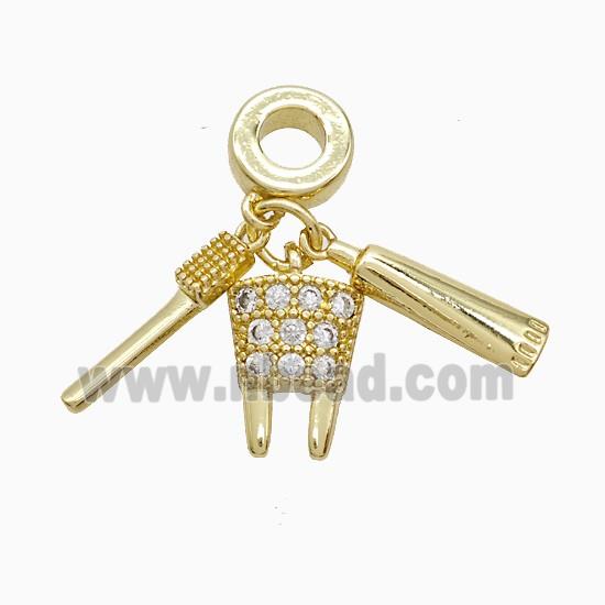 Copper Pendant Pave Zircon, Gold Plated