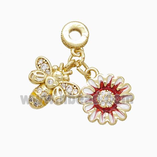 Copper Pendant Pave Zircon, Gold Plated