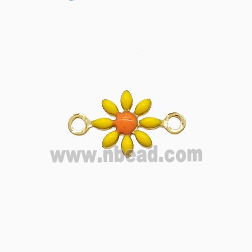 Copper Flower Connector Yellow Enamel Gold Plated