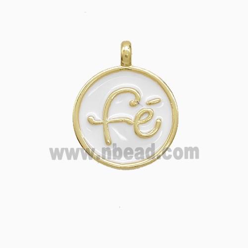 Copper Fe Pendant White Enamel Gold Plated