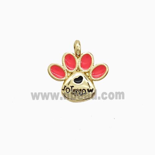 Copper Paws Pendant Pink Enamel Gold Plated