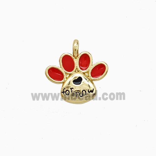 Copper Paws Pendant Red Enamel Gold Plated