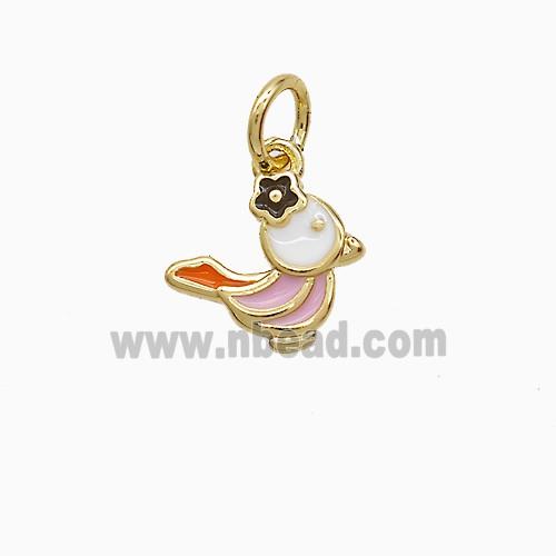 Copper Birds Multicolor Enamel Gold Plated