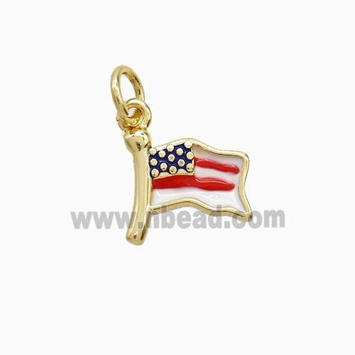 American Flag Charms Copper Pendant Enamel Gold Plated