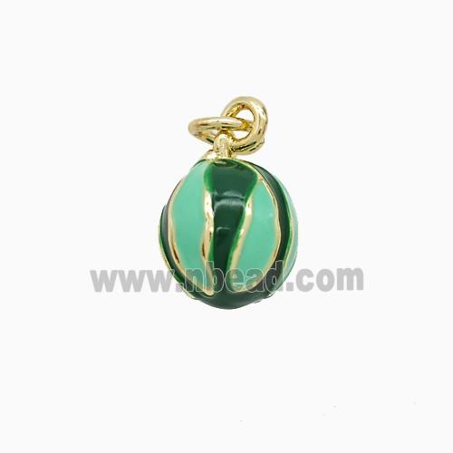 Copper Watermelon Pendant Green Enamel Gold Plated