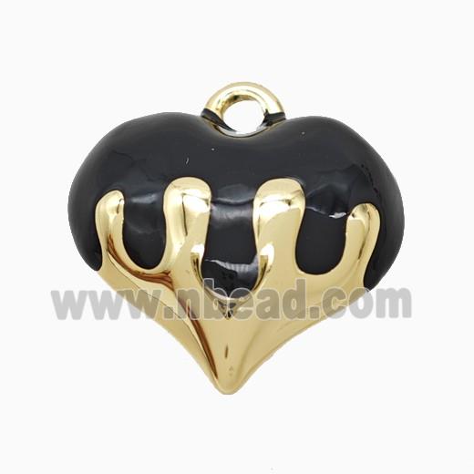 Copper Heart Pendant Black Enamel Gold Plated