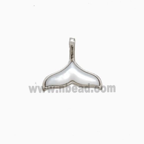 Copper Shark-Tail Pendant Pave Shell Platinum Plated