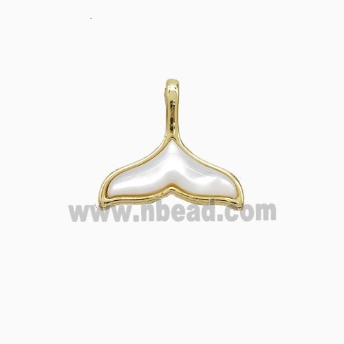 Copper Shark-Tail Pendant Pave Shell Gold Plated
