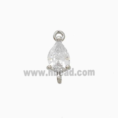 Crystal Glass Teardrop Connector Copper Platinum Plated