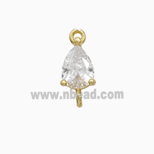 Crystal Glass Teardrop Connector Copper Gold Plated
