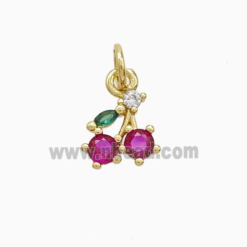 Copper Strawberry Pendant Pave Zirconia Gold Plated