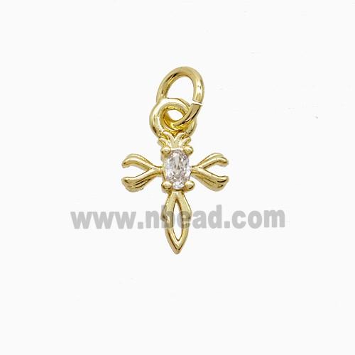 Copper Cross Pendant Pave Zirconia Gold Plated