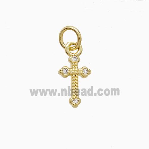 Copper Cross Pendant Pave Zirconia Gold Plated
