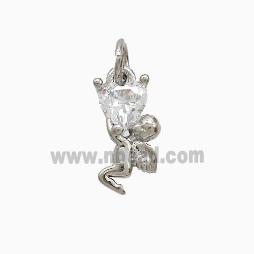 Copper Fairy Pendant Pave Zirconia Platinum Plated