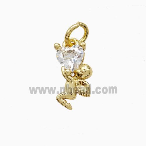 Copper Fairy Pendant Pave Zirconia Gold Plated