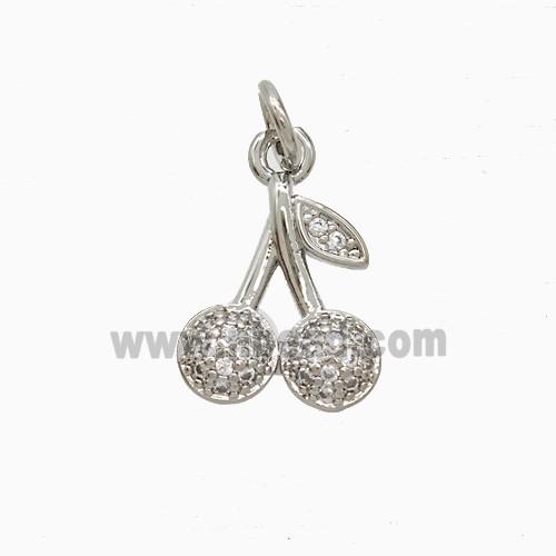 Copper Cherry Pendant Pave Zirconia Platinum Plated