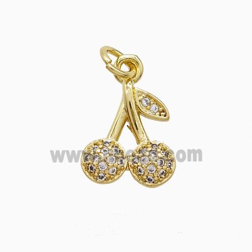 Copper Cherry Pendant Pave Zirconia Gold Plated
