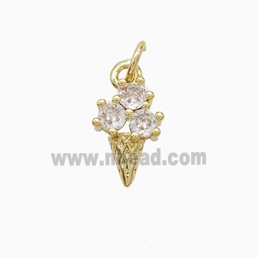 Copper Ice Cream Pendant Pave Zirconia Gold Plated