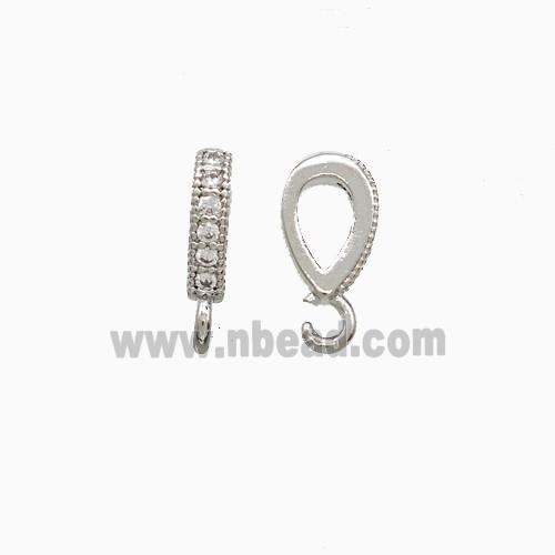 Copper Bail Pave Zirconia Platinum Plated