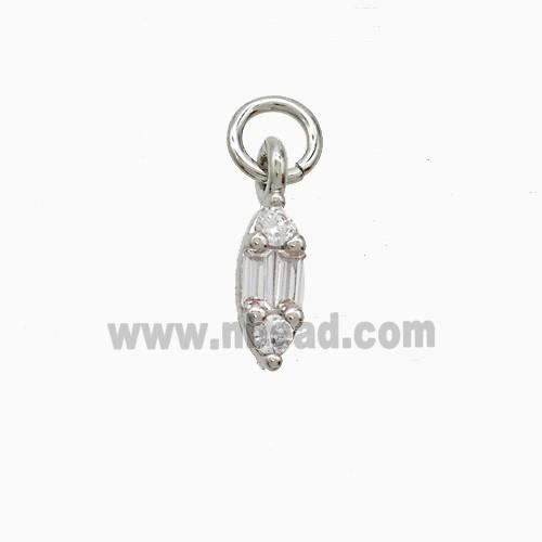 Copper Leaf Pendant Pave Zirconia Platinum Plated