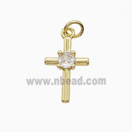 Copper Cross Pendant Pave Zirconia Gold Plated