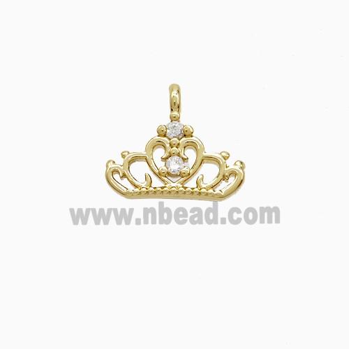 Copper Crown Pendant Pave Zirconia Gold Plated