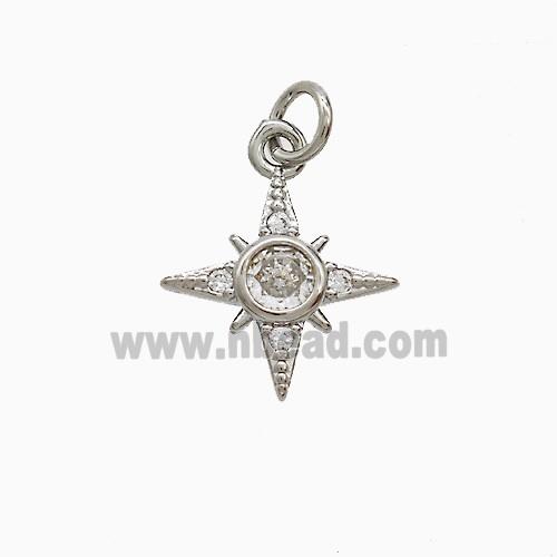 Copper Northstar Pendant Pave Zirconia Platinum Plated