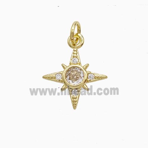Copper Northstar Pendant Pave Zirconia Gold Plated