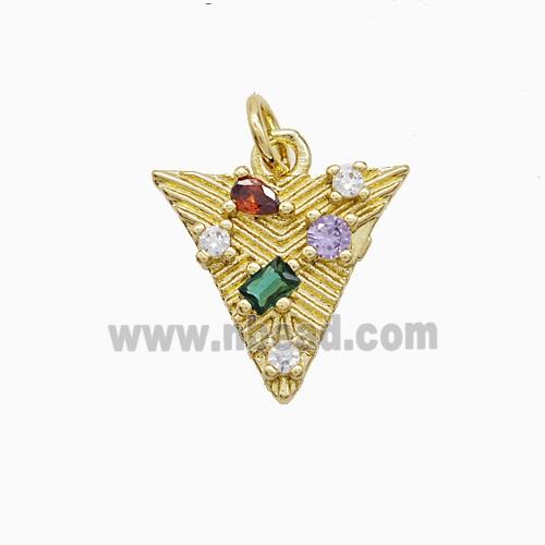 Copper Triangle Pendant Pave Zirconia Gold Plated