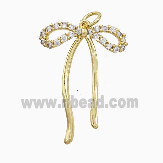 Copper Bowknot Pendant Pave Zirconia Gold Plated