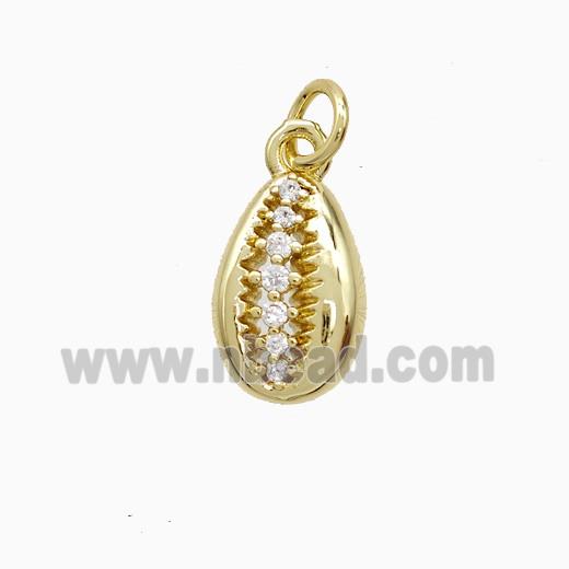 Copper Conch Shell Pendant Pave Zirconia Gold Plated