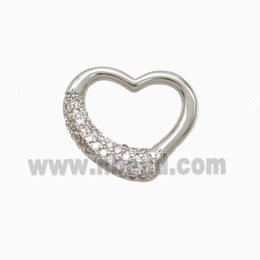 Copper Heart Pendant Pave Zirconia Platinum Plated