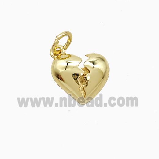 Broken Heart Charms Copper Pendant Gold Plated