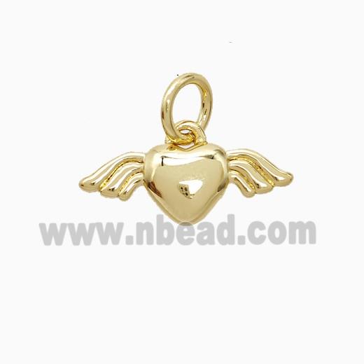 Copper Heart Angel Wings Pendant Gold Plated