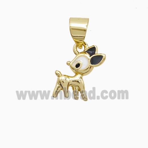 Copper Deer Pendant Enamel Gold Plated