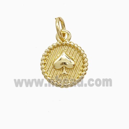 ACE of Spade Copper Heart Pendant Gold Plated