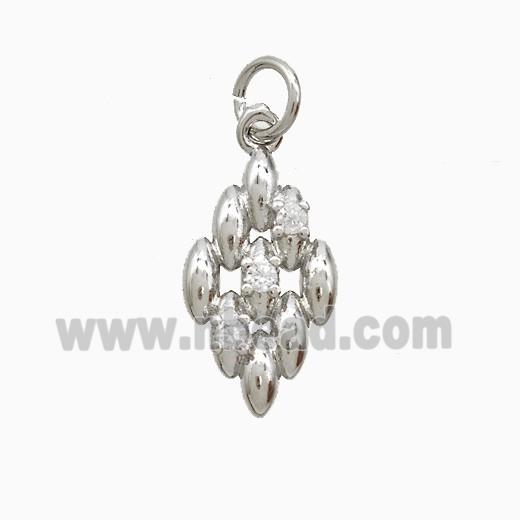 Copper Rhombus Pendant Pave Zirconia Platinum Plated
