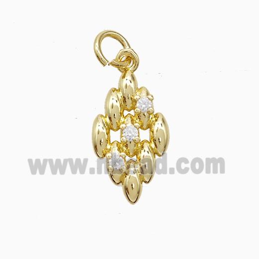 Copper Rhombus Pendant Pave Zirconia Gold Plated