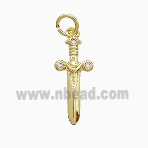 Copper Ankh Sword Pendant Pave Zirconia Gold Plated